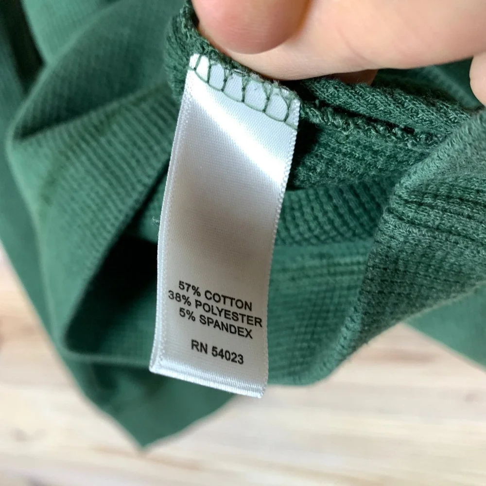 Banana Republic Thermal Shirt Men Large Green Waffle Knit Cotton Long Sleeve Top